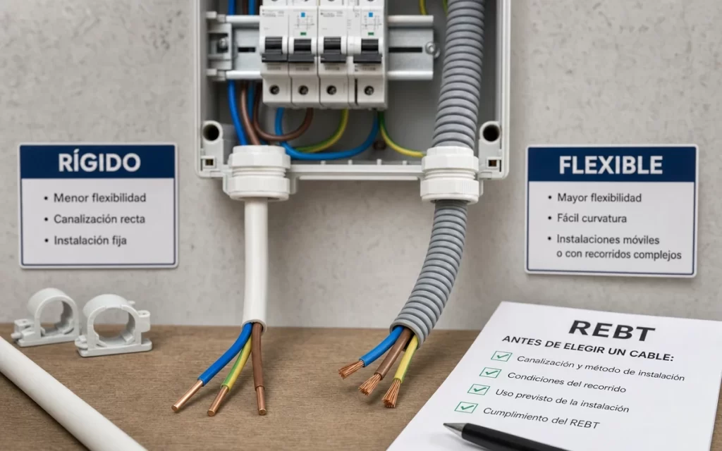 Cable rígido o flexible en una instalación eléctrica: qué cambia