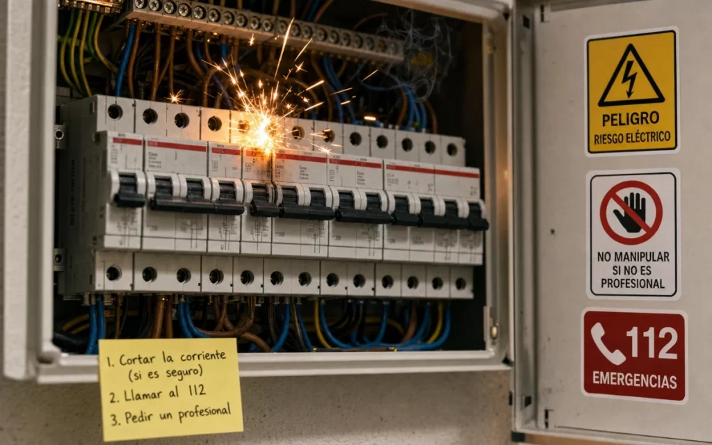 Chispas en el cuadro eléctrico: cuándo cortar la corriente y llamar a un profesional