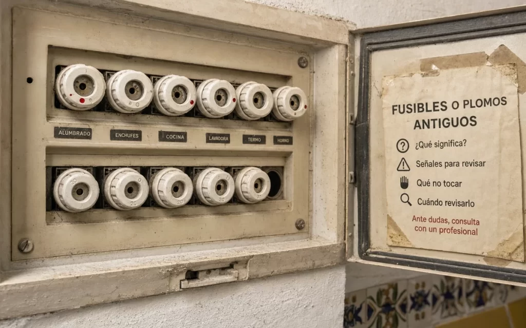 Cuadro eléctrico con fusibles o plomos antiguos: qué significa y cuándo revisarlo