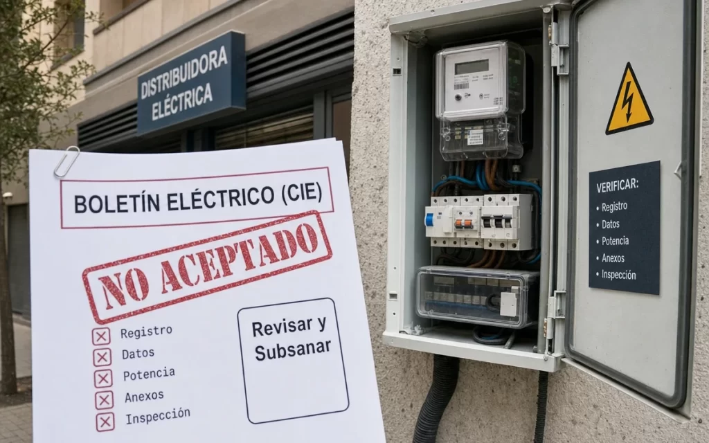 La distribuidora no acepta el boletín eléctrico: causas y qué revisar