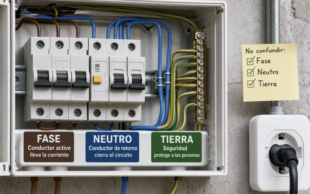 Fase, neutro y tierra: qué función cumple cada conductor