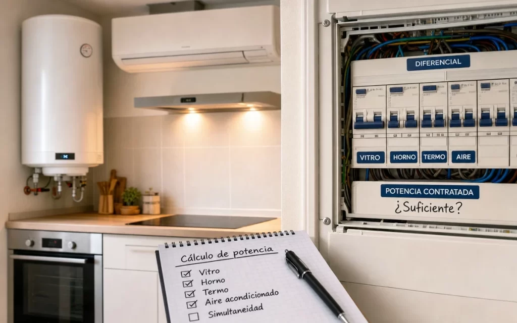 Qué potencia necesito con vitro, horno, termo y aire acondicionado